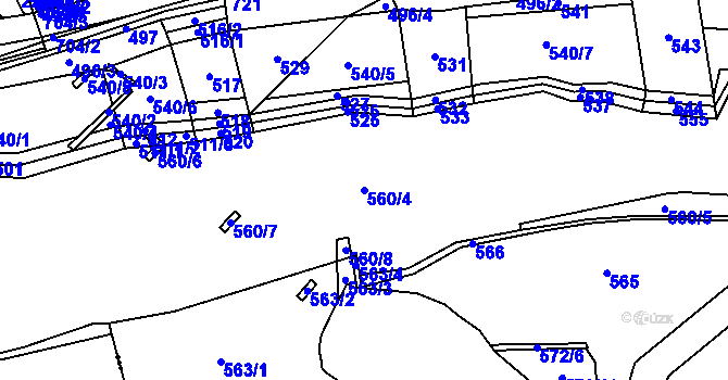 Parcela st. 560/4 v KÚ Kutrovice, Katastrální mapa