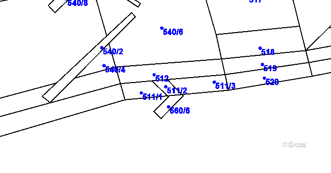 Parcela st. 511/2 v KÚ Kutrovice, Katastrální mapa