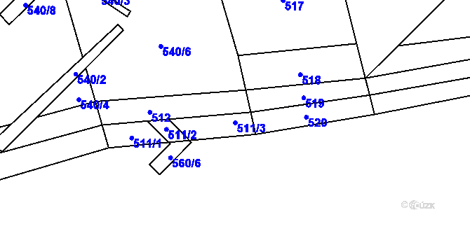Parcela st. 511/3 v KÚ Kutrovice, Katastrální mapa