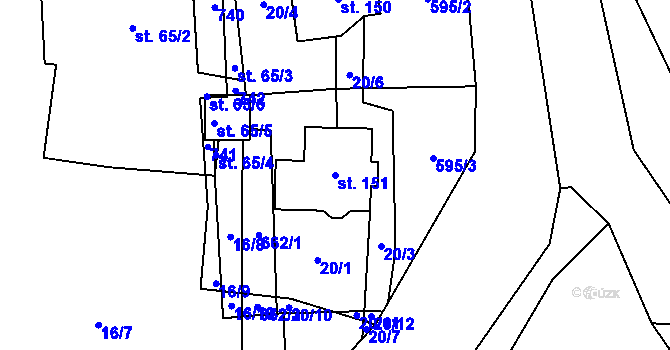 Parcela st. 151 v KÚ Kutrovice, Katastrální mapa
