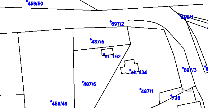 Parcela st. 162 v KÚ Kutrovice, Katastrální mapa