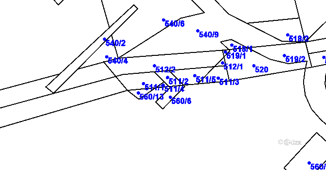Parcela st. 511/4 v KÚ Kutrovice, Katastrální mapa