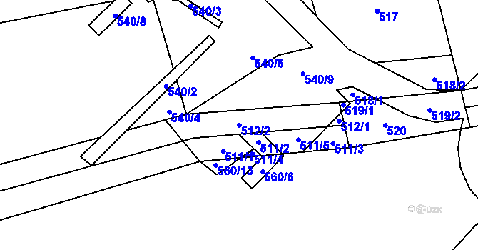 Parcela st. 512/2 v KÚ Kutrovice, Katastrální mapa