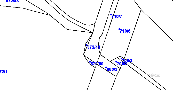 Parcela st. 572/49 v KÚ Kutrovice, Katastrální mapa