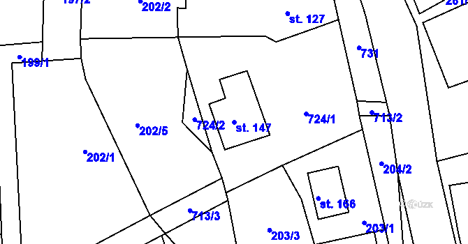 Parcela st. 147 v KÚ Neprobylice u Kutrovic, Katastrální mapa