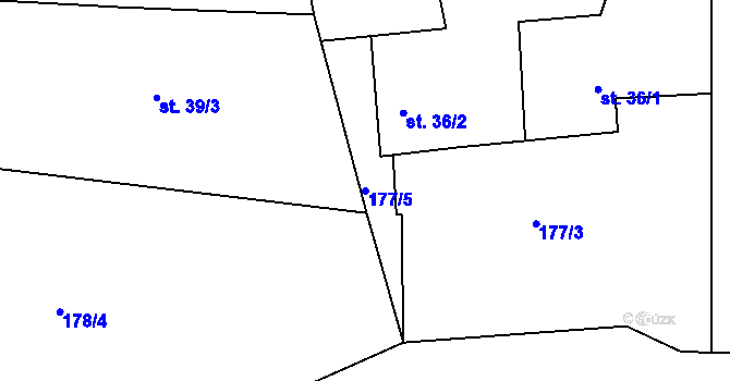 Parcela st. 177/5 v KÚ Neprobylice u Kutrovic, Katastrální mapa
