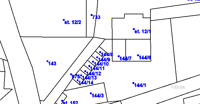Parcela st. 144/8 v KÚ Neprobylice u Kutrovic, Katastrální mapa