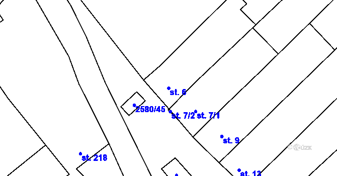 Parcela st. 6 v KÚ Kuželov, Katastrální mapa