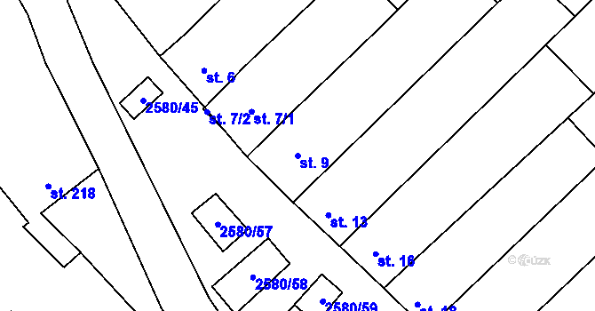 Parcela st. 9 v KÚ Kuželov, Katastrální mapa