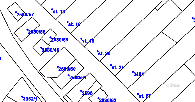 Parcela st. 20 v KÚ Kuželov, Katastrální mapa