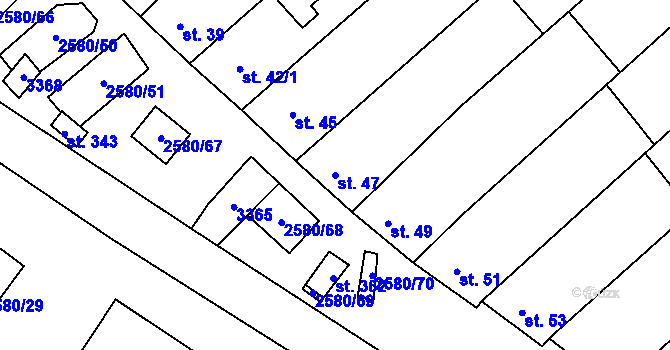 Parcela st. 47 v KÚ Kuželov, Katastrální mapa
