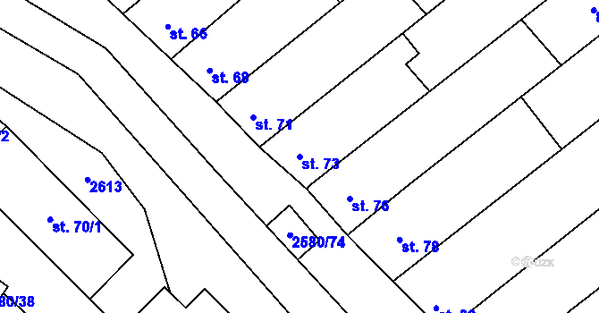 Parcela st. 73 v KÚ Kuželov, Katastrální mapa