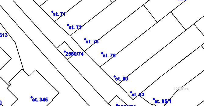 Parcela st. 78 v KÚ Kuželov, Katastrální mapa
