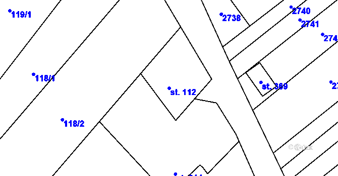 Parcela st. 112 v KÚ Kuželov, Katastrální mapa