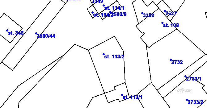 Parcela st. 113/2 v KÚ Kuželov, Katastrální mapa
