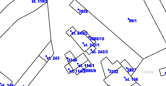Parcela st. 242/1 v KÚ Kuželov, Katastrální mapa