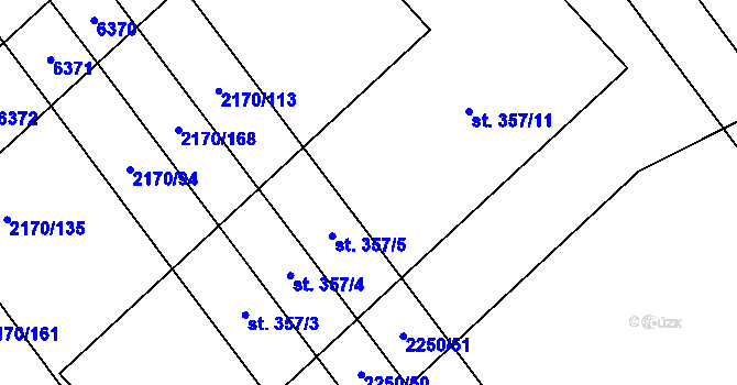 Parcela st. 357/6 v KÚ Kuželov, Katastrální mapa