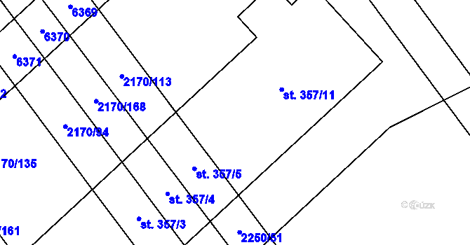 Parcela st. 357/7 v KÚ Kuželov, Katastrální mapa