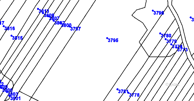 Parcela st. 550/3 v KÚ Kuželov, Katastrální mapa