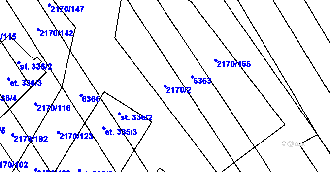 Parcela st. 2170/2 v KÚ Kuželov, Katastrální mapa