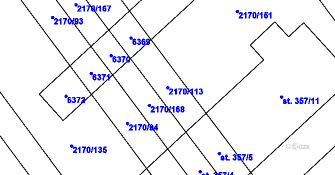 Parcela st. 2170/113 v KÚ Kuželov, Katastrální mapa
