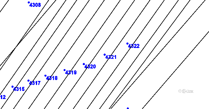 Parcela st. 4321 v KÚ Kuželov, Katastrální mapa