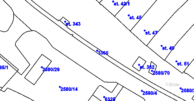 Parcela st. 3365 v KÚ Kuželov, Katastrální mapa