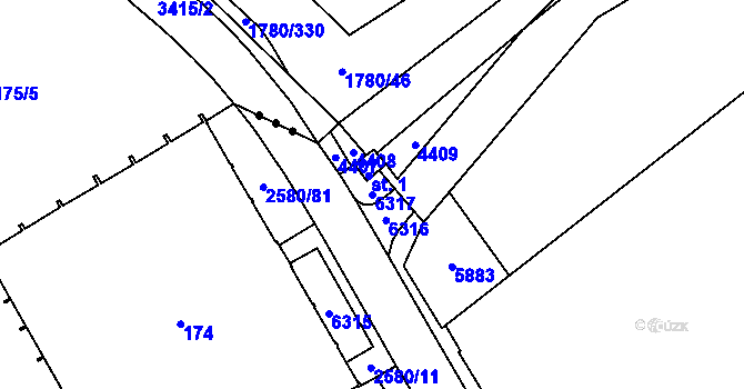 Parcela st. 6317 v KÚ Kuželov, Katastrální mapa