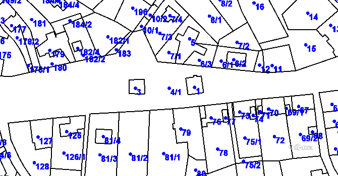 Parcela st. 4/1 v KÚ Kvaň, Katastrální mapa