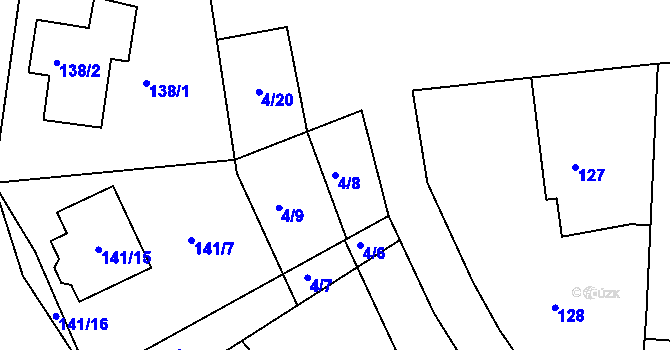 Parcela st. 4/8 v KÚ Kvaň, Katastrální mapa
