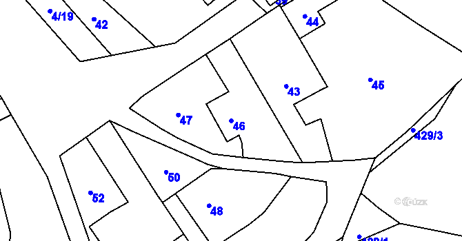 Parcela st. 46 v KÚ Kvaň, Katastrální mapa
