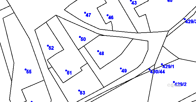 Parcela st. 48 v KÚ Kvaň, Katastrální mapa