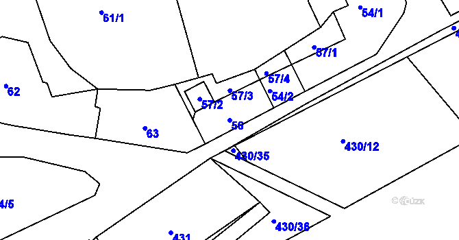 Parcela st. 56 v KÚ Kvaň, Katastrální mapa