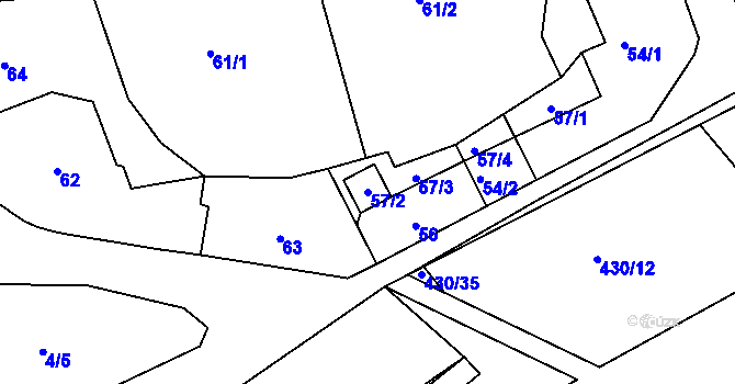 Parcela st. 57/2 v KÚ Kvaň, Katastrální mapa