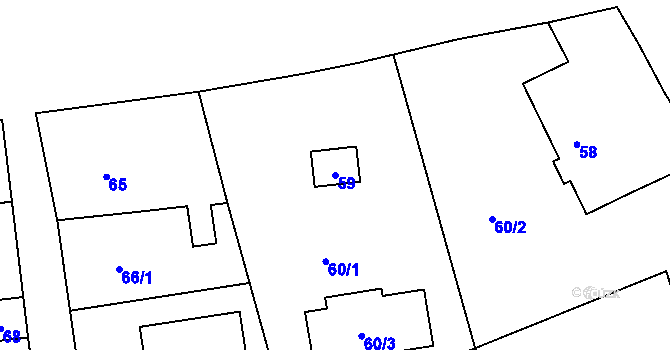 Parcela st. 59 v KÚ Kvaň, Katastrální mapa
