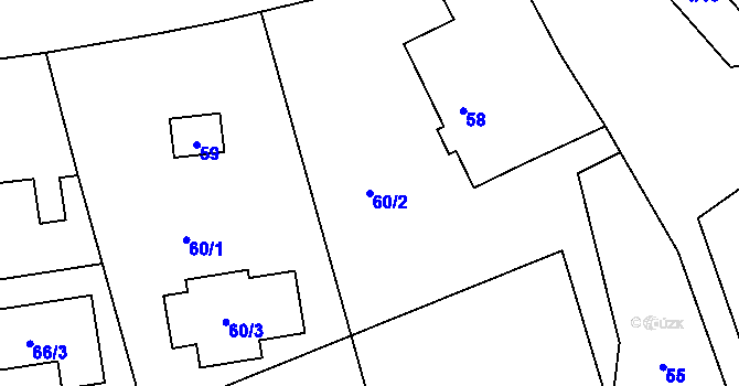 Parcela st. 60/2 v KÚ Kvaň, Katastrální mapa