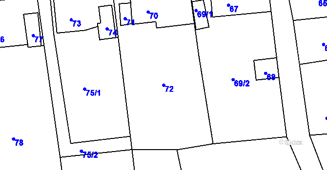 Parcela st. 72 v KÚ Kvaň, Katastrální mapa
