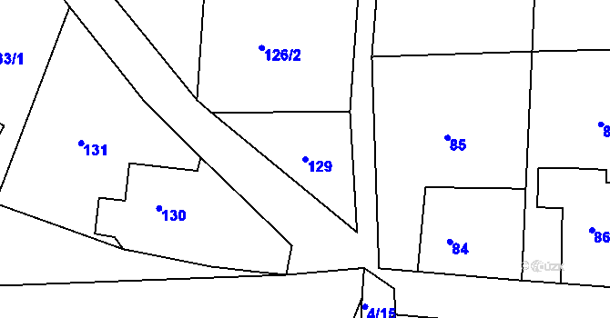 Parcela st. 129 v KÚ Kvaň, Katastrální mapa