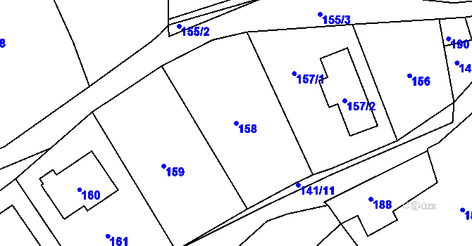 Parcela st. 158 v KÚ Kvaň, Katastrální mapa