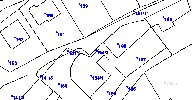 Parcela st. 164/2 v KÚ Kvaň, Katastrální mapa