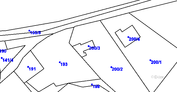 Parcela st. 200/3 v KÚ Kvaň, Katastrální mapa