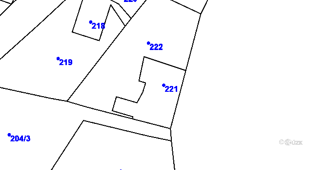 Parcela st. 221 v KÚ Kvaň, Katastrální mapa