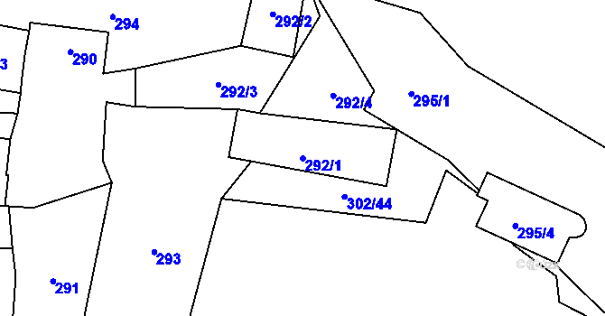 Parcela st. 292/1 v KÚ Kvaň, Katastrální mapa
