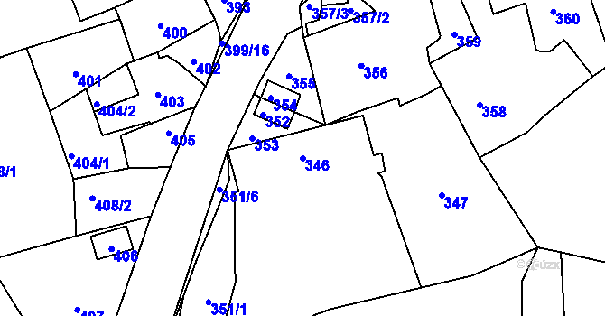 Parcela st. 346 v KÚ Kvaň, Katastrální mapa