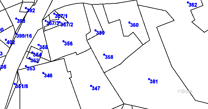 Parcela st. 358 v KÚ Kvaň, Katastrální mapa