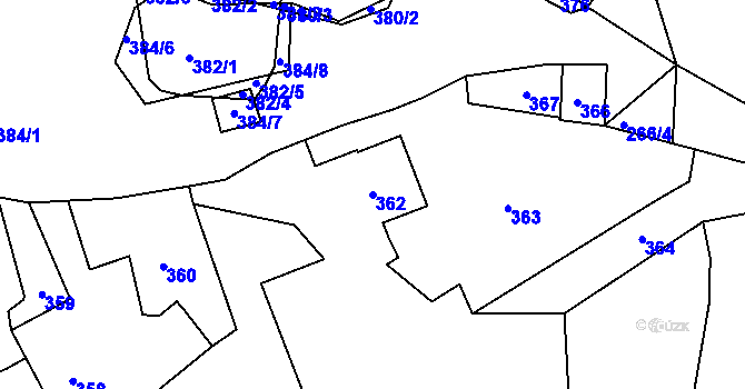Parcela st. 362 v KÚ Kvaň, Katastrální mapa