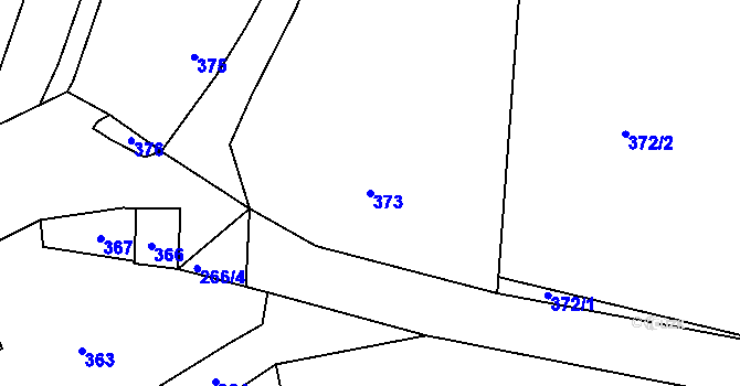 Parcela st. 373 v KÚ Kvaň, Katastrální mapa