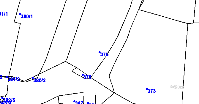 Parcela st. 375 v KÚ Kvaň, Katastrální mapa