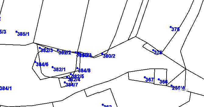 Parcela st. 380/2 v KÚ Kvaň, Katastrální mapa