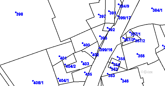 Parcela st. 400 v KÚ Kvaň, Katastrální mapa